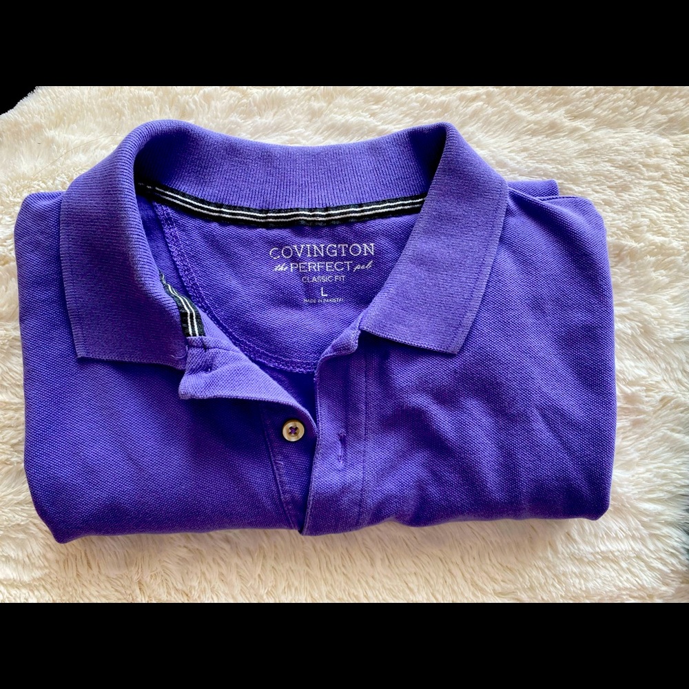 Men’s Large Purple Covington Cotton Polo Shirt